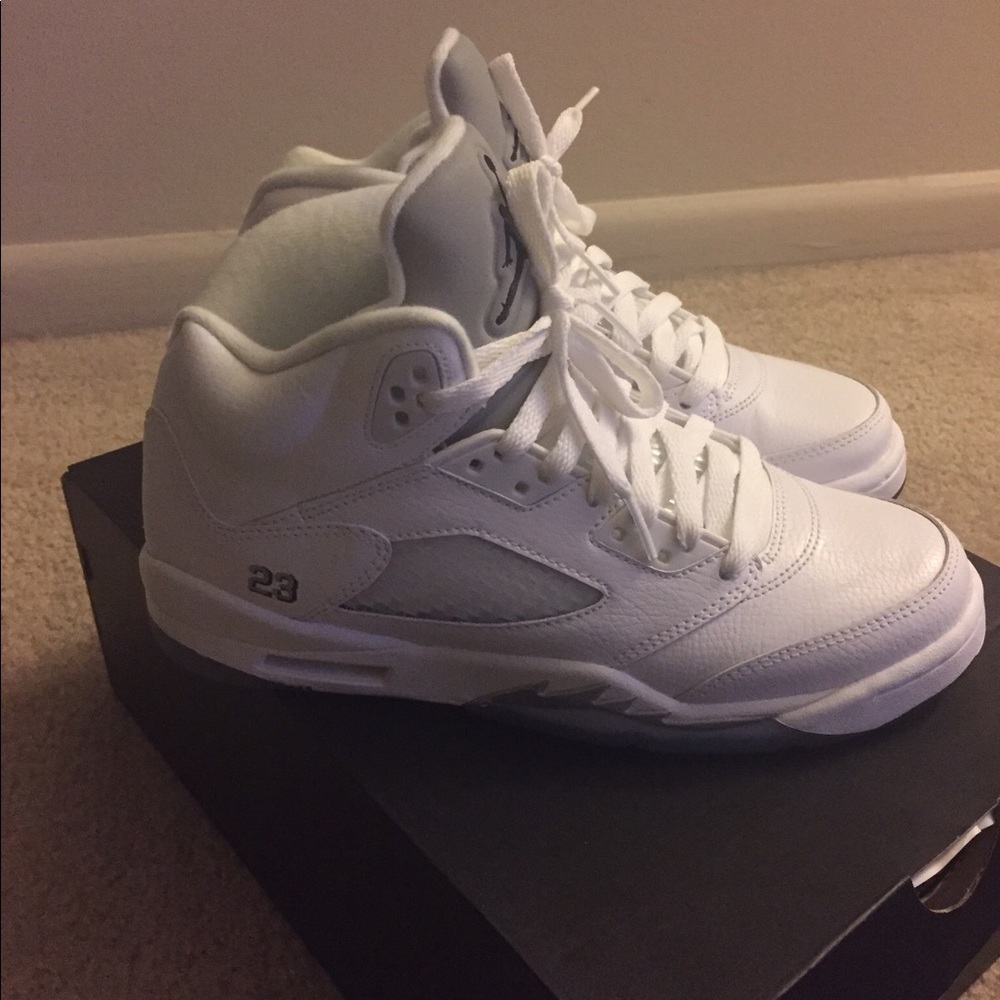 Air Jordan 5 Retro BG White Black Metallic Silver
